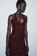 Vivienne | Sequin Halter Maxi Dress