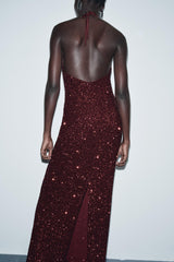 Vivienne | Sequin Halter Maxi Dress