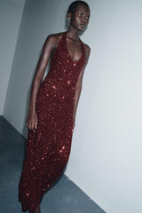 Vivienne | Sequin Halter Maxi Dress