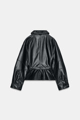 Vera | Sleek Peplum Leather Jacket