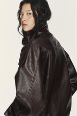 Sabine | Faux Leather Bomber Jacket