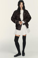 Sabine | Faux Leather Bomber Jacket