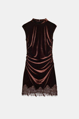Elara | Velvet Lace Mini Dress