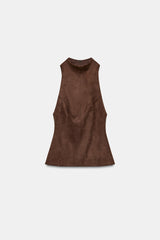 Mara | Faux Leather Halter Top