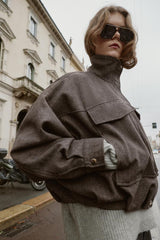 Noa | Chic Herringbone Bomber Jacket