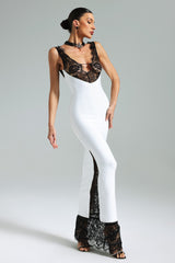 Gunnhild | Lace Deep V Maxi Dress