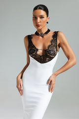 Gunnhild | Lace Deep V Maxi Dress