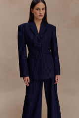 Hailey | Cinched Pinstripe Blazer