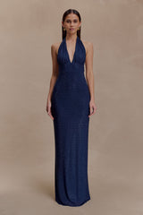 Celeste | Halter Diamante Maxi Dress