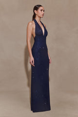 Celeste | Halter Diamante Maxi Dress