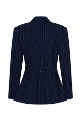 Hailey | Cinched Pinstripe Blazer