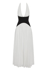 Harlowe Contrast Corset Maxi Dress in White, front view.