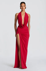 Caroline | Draped Halter Maxi Dress