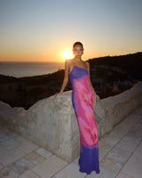 Eulalia | Slim Backless Printed Maxi Dress