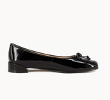 Orielle | Black Leather Split-Toe Tabi Fold Ballerina Flats