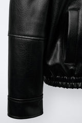 Elizabeth | Faux Leather Bomber Jacket