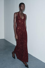 Vivienne | Sequin Halter Maxi Dress