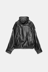 Sabine | Faux Leather Bomber Jacket