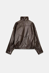 Sabine | Faux Leather Bomber Jacket