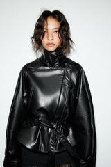 Vera | Sleek Peplum Leather Jacket