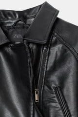 Vera | Sleek Peplum Leather Jacket