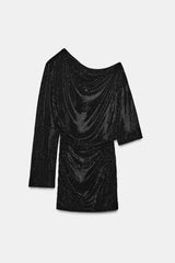 Noemi | Asymmetric Sparkle Mini Dress