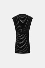 Noelle | Velvet Shoulder Pad Mini Dress