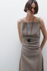 Linen-Blend Flowing Maxi Dress