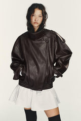 Sabine | Faux Leather Bomber Jacket