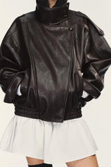 Sabine | Faux Leather Bomber Jacket