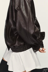 Sabine | Faux Leather Bomber Jacket