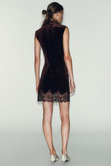 Elara | Velvet Lace Mini Dress