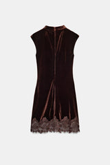 Elara | Velvet Lace Mini Dress