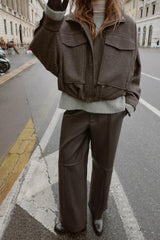 Noa | Chic Herringbone Bomber Jacket