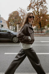 Noa | Chic Herringbone Bomber Jacket