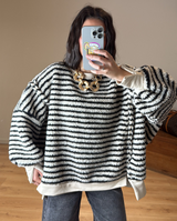 Loriane | Striped Textured Knit Sweater