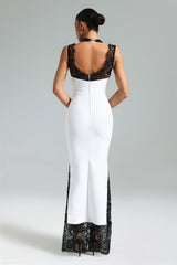 Gunnhild | Lace Deep V Maxi Dress