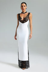 Gunnhild | Lace Deep V Maxi Dress