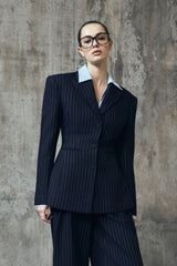 Hailey | Cinched Pinstripe Blazer