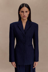 Hailey | Cinched Pinstripe Blazer
