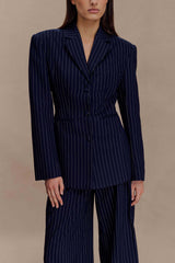 Hailey | Cinched Pinstripe Blazer