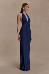 Celeste | Halter Diamante Maxi Dress