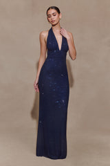 Celeste | Halter Diamante Maxi Dress