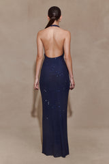 Celeste | Halter Diamante Maxi Dress