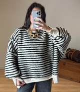 Loriane | Striped Textured Knit Sweater