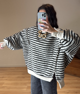 Loriane | Striped Textured Knit Sweater