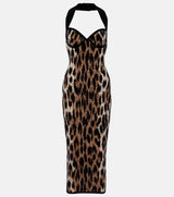 Savanna | Animal-printed halterneck maxi dress