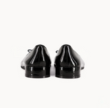 Orielle | Black Leather Split-Toe Tabi Fold Ballerina Flats